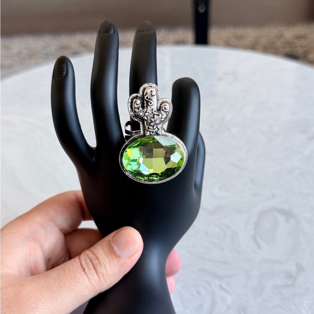 Cactus Green Western Style Adjustable Ring- Used
